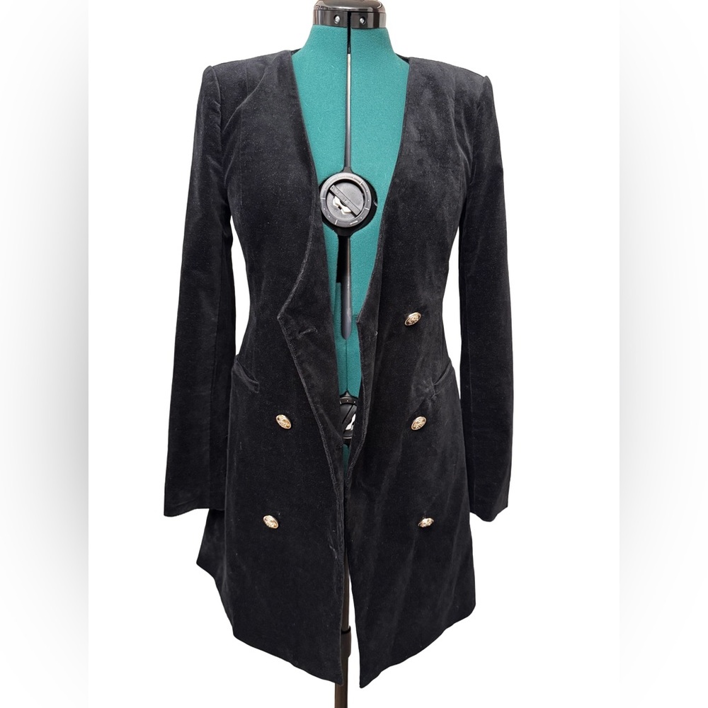 EUC Good American Velvet Double Breasted Boss Blazer Dress Size 2 - Picture 3 of 16